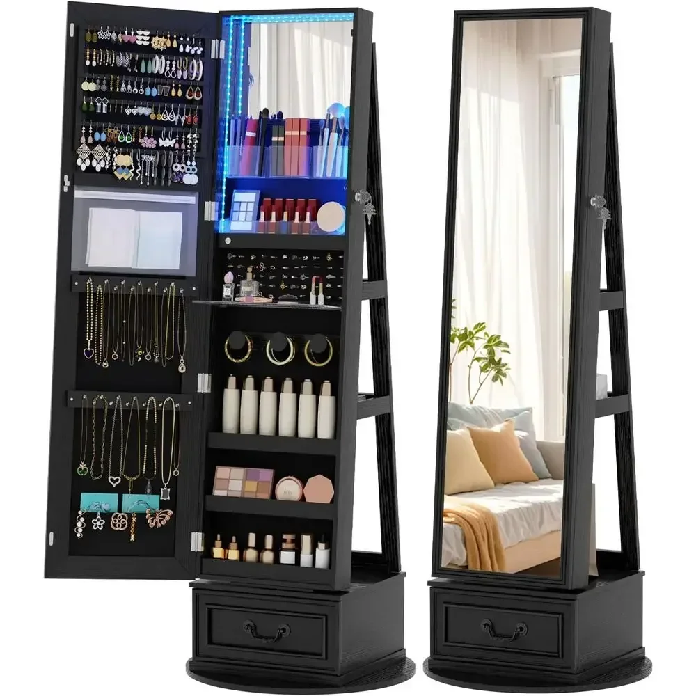 360 °   回転式の鍵付きジュエリー収納キャビネット。全 - Full Length Mirror Jewelry Armoire のレビューと価格